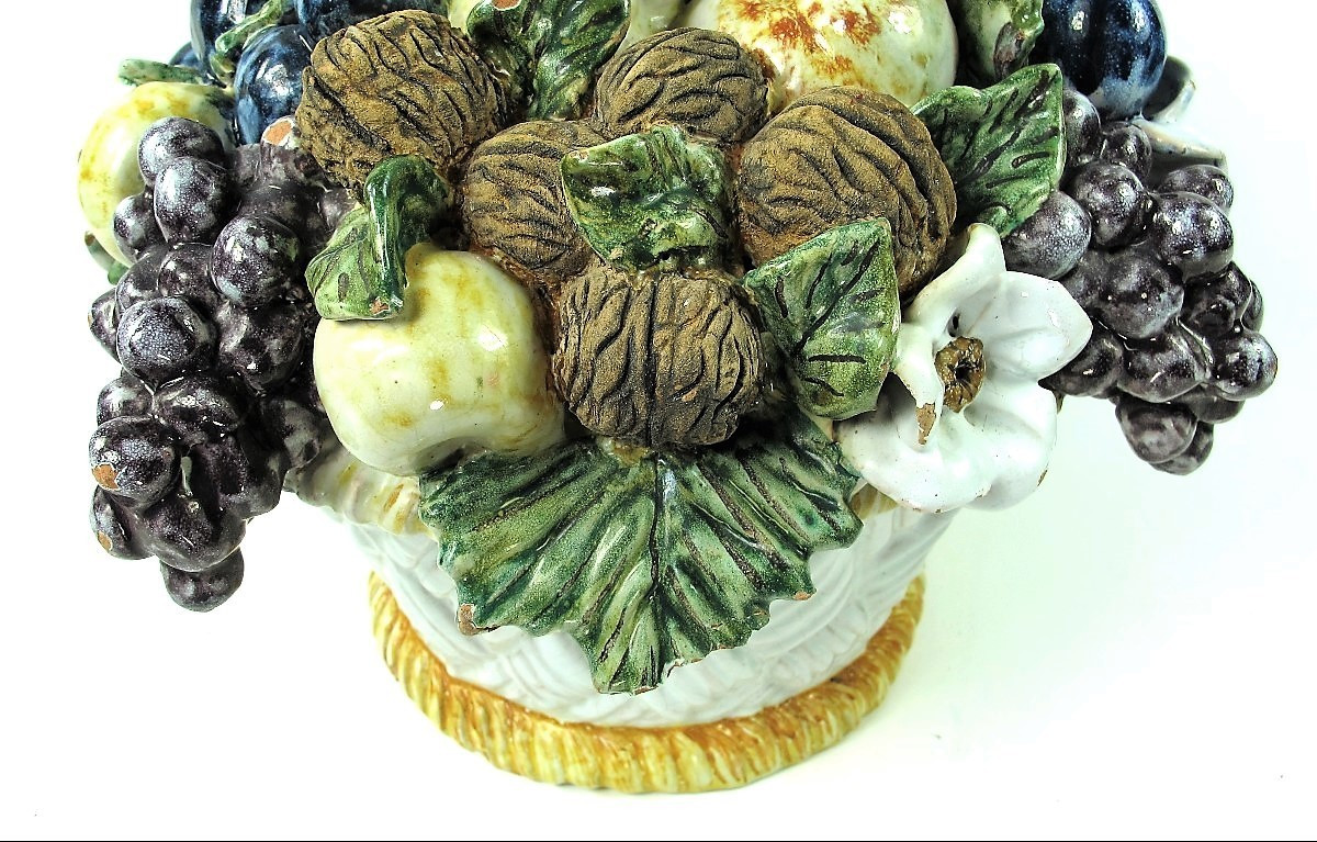 Trompe-l'œil Centerpiece In Glazed Earthenware From Malicorne-photo-4