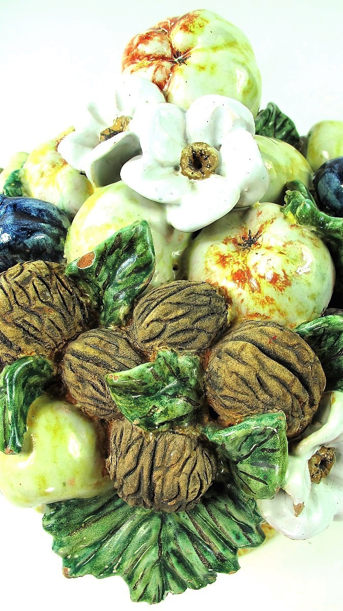 Trompe-l'œil Centerpiece In Glazed Earthenware From Malicorne-photo-1