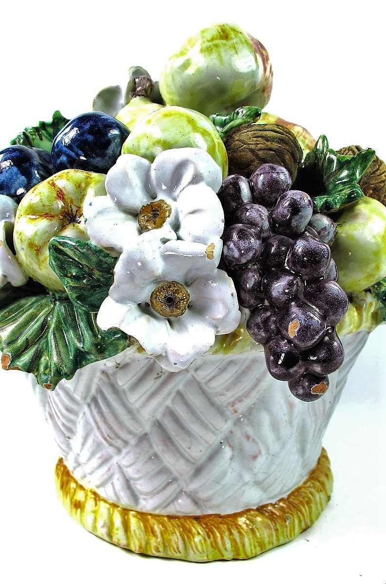Trompe-l'œil Centerpiece In Glazed Earthenware From Malicorne-photo-2