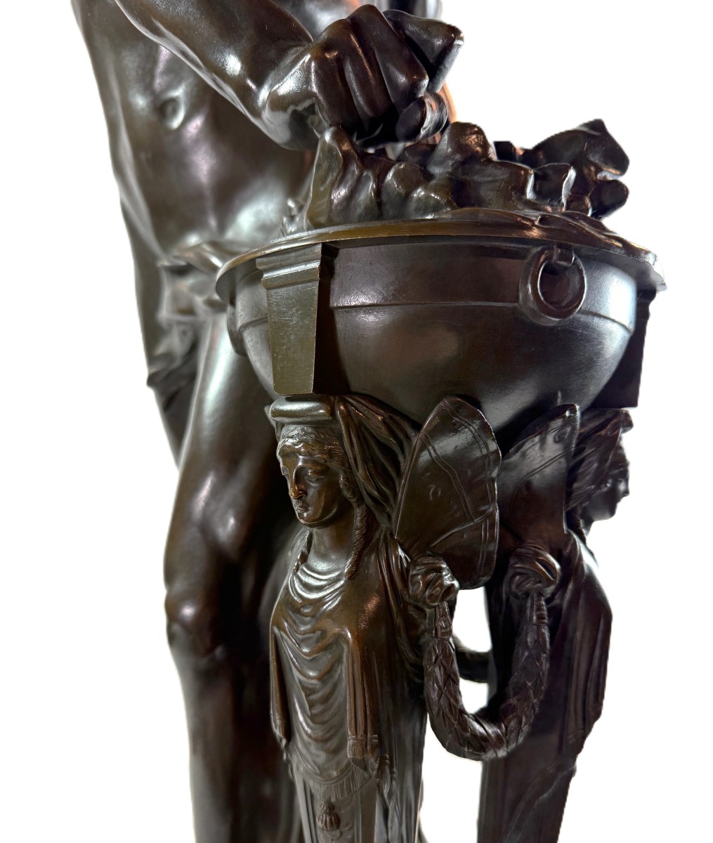 Grand bronze « Mucius Scaevola bravant la douleur » d’après Deseine, Louis Pierre (1749 – 1822)-photo-3