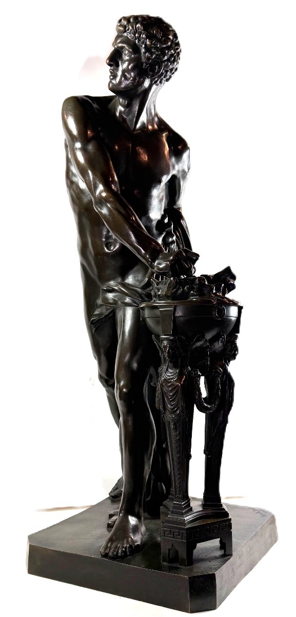 Grand bronze « Mucius Scaevola bravant la douleur » d’après Deseine, Louis Pierre (1749 – 1822)-photo-2