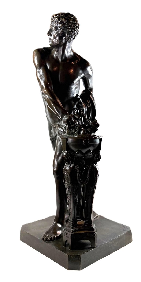 Grand bronze « Mucius Scaevola bravant la douleur » d’après Deseine, Louis Pierre (1749 – 1822)-photo-7