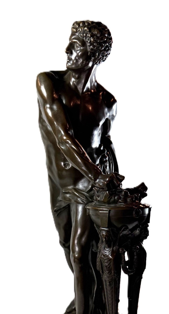 Grand bronze « Mucius Scaevola bravant la douleur » d’après Deseine, Louis Pierre (1749 – 1822)-photo-8