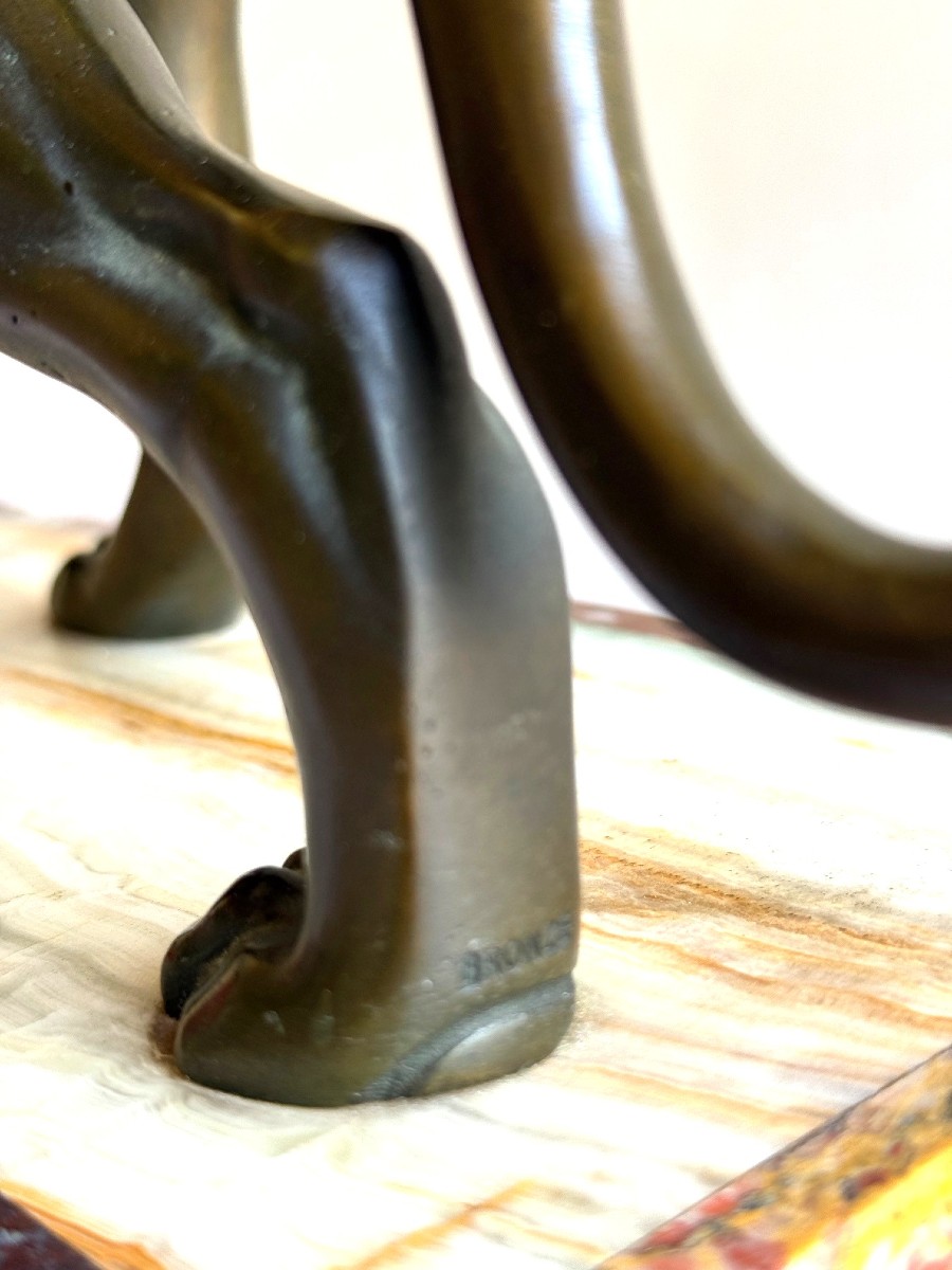 Sculpture Panthère Art Déco en Bronze-photo-3