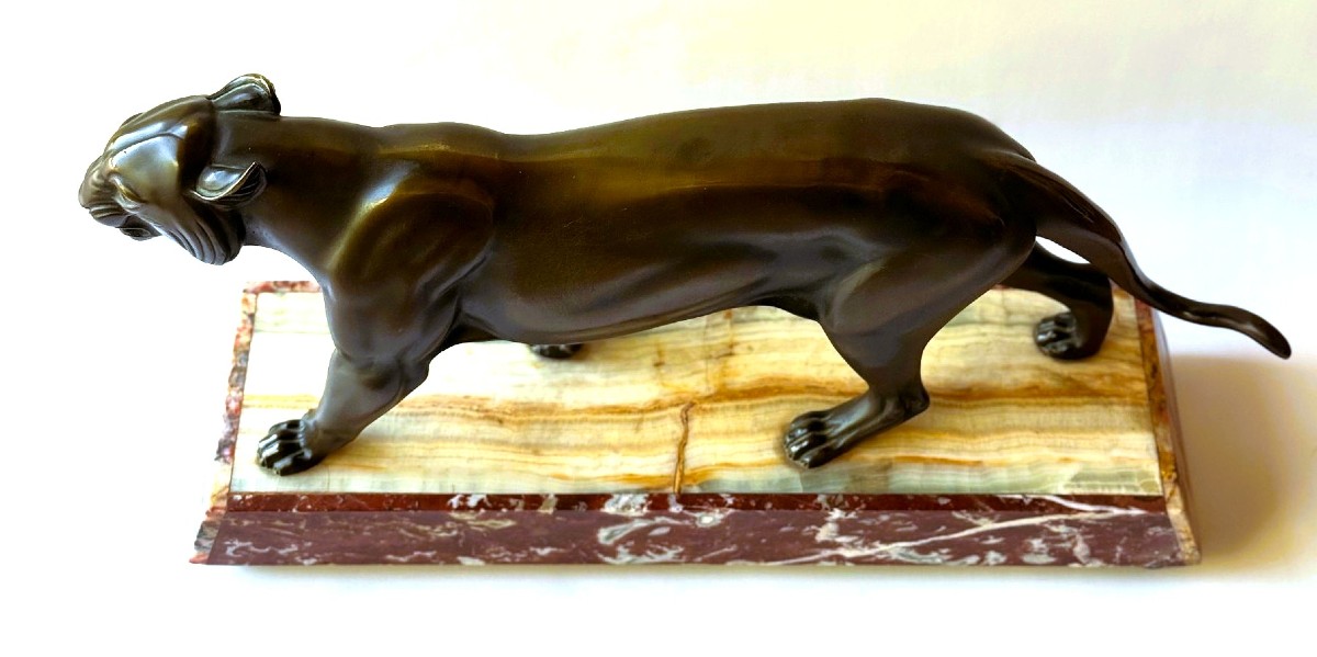 Sculpture Panthère Art Déco en Bronze-photo-7