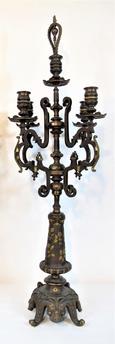 Ferdinand Barbedienne (1810 -1892), Important Pair Of Orientalist Candelabras-photo-2