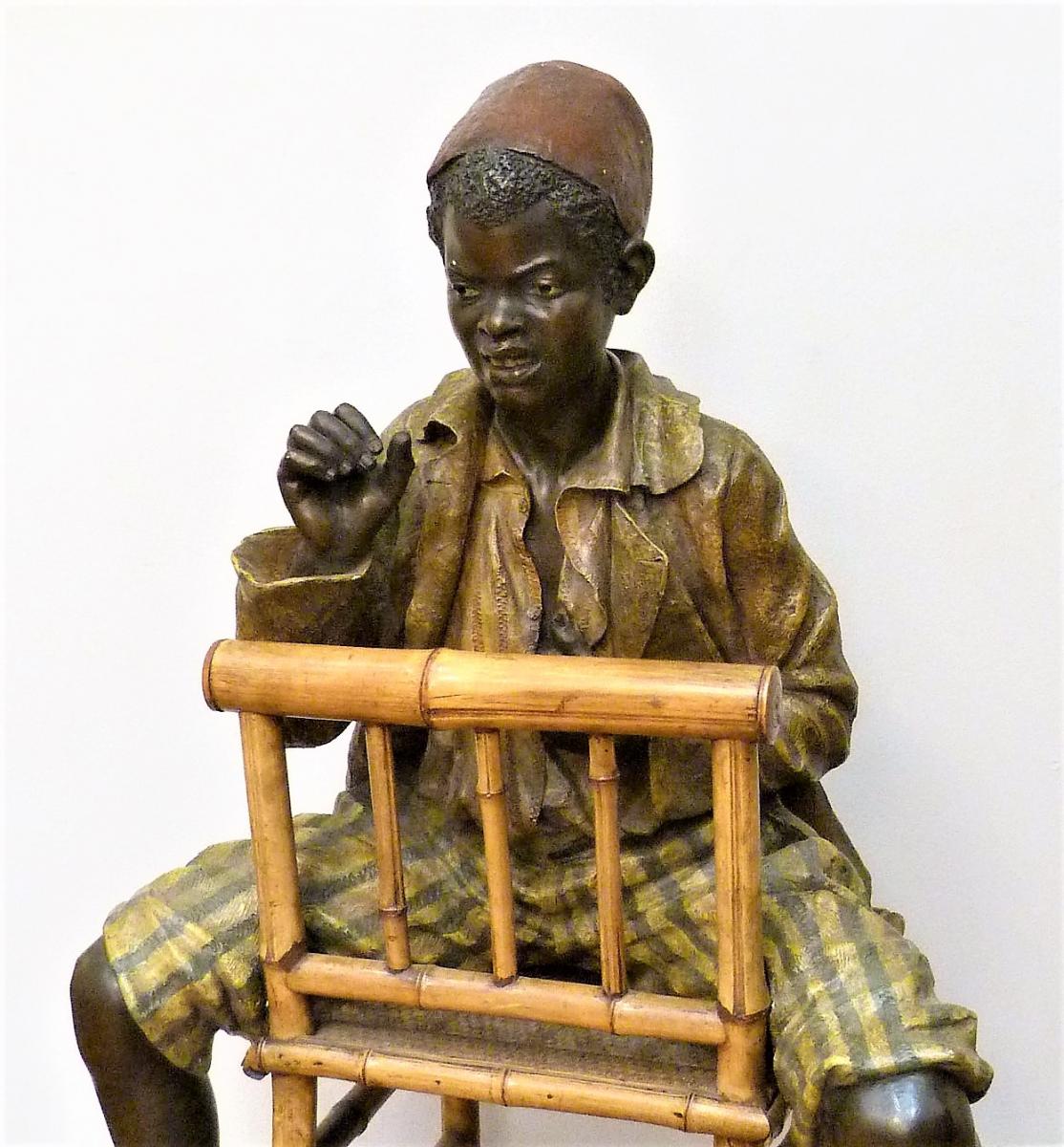 Bernhard Bloch (1836-1909), Life-size Terracotta Of A Boy From North Africa-photo-2