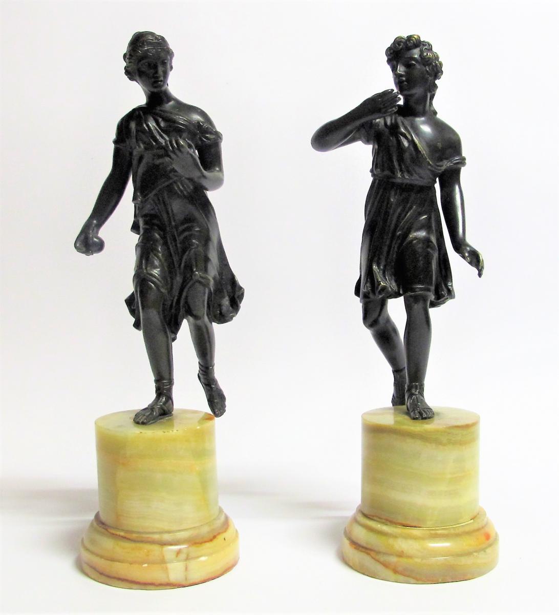 Pair Of Antique Sculptures Representing Atalante And Hippomène, 19th Century