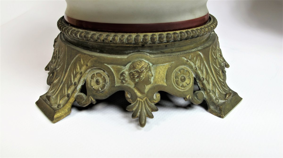 Paire De Lampes Néoclassiques En Porcelaine Et Bronze époque XIX Siècle-photo-4