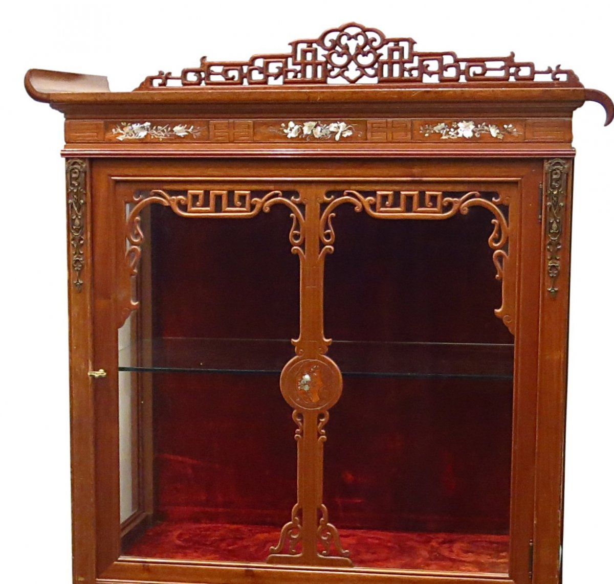 Chinese-style Mahogany And Beijing Lacquer Display Case, End Of 19th Century.-photo-2