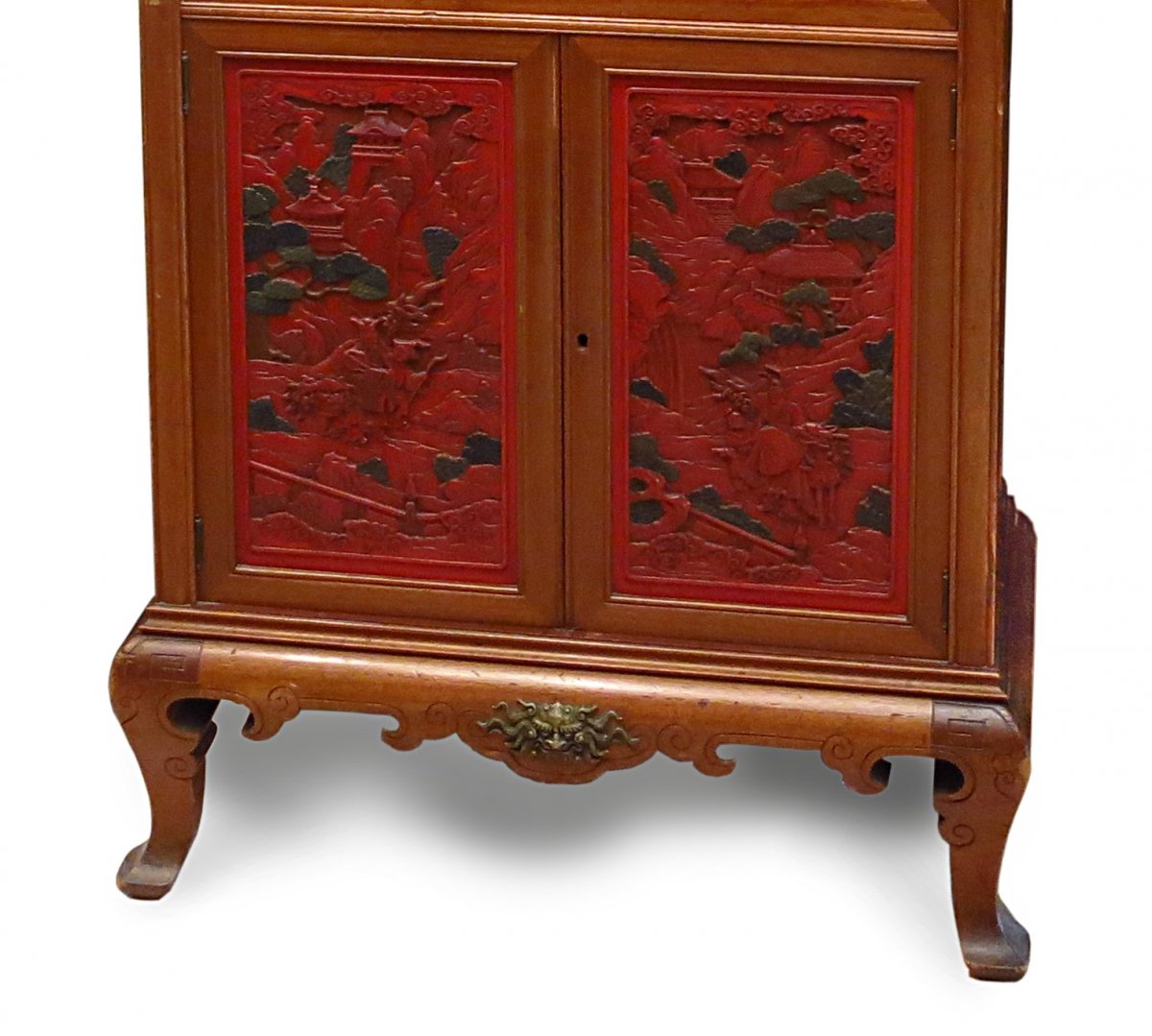 Chinese-style Mahogany And Beijing Lacquer Display Case, End Of 19th Century.-photo-1