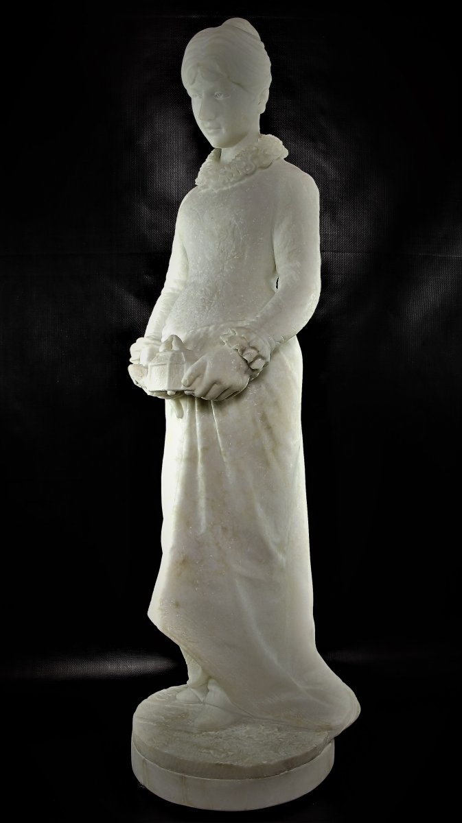 Sculpture en albâtre du XIXème siècle de style néo-gothique, "La Passion"-photo-4
