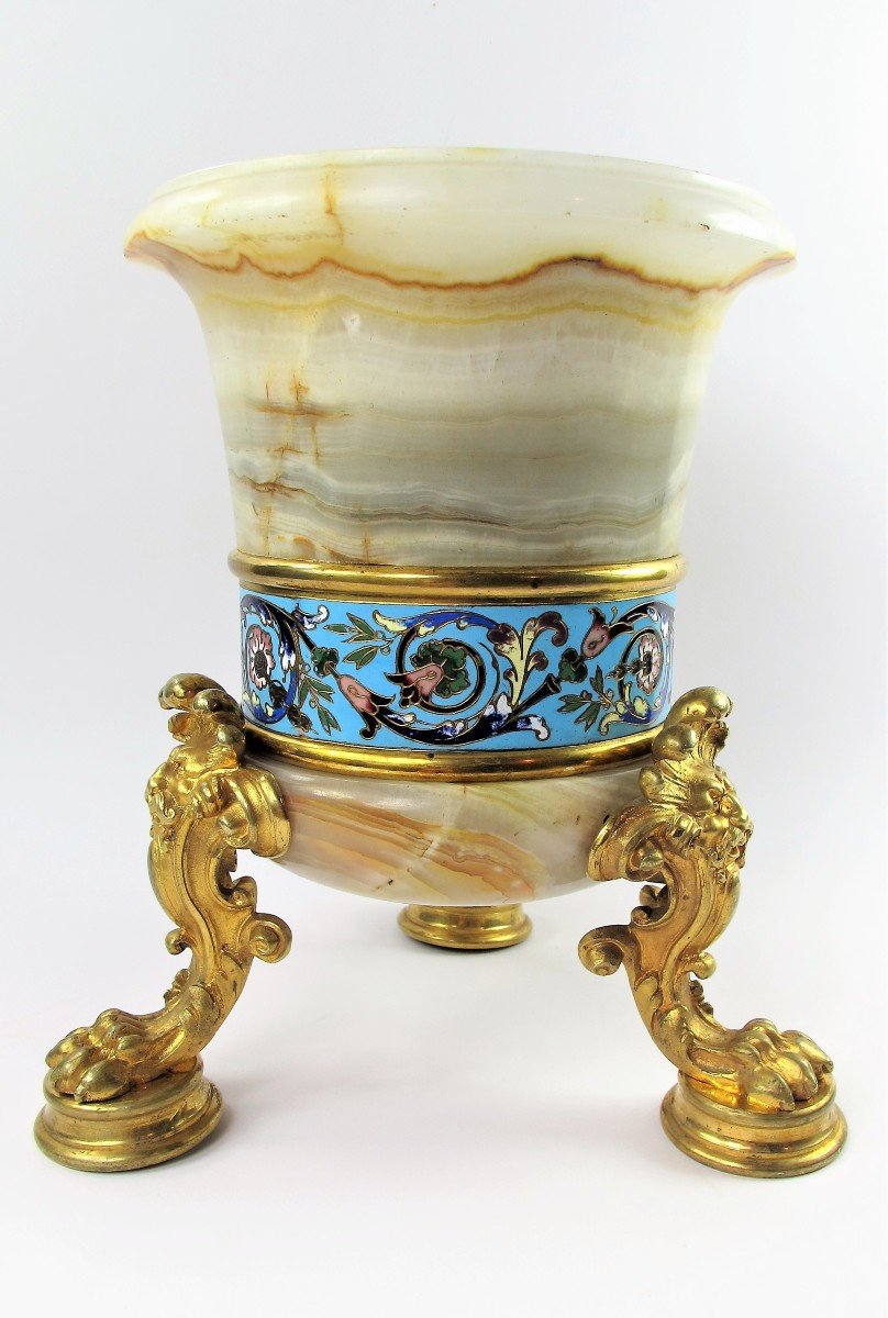 Cup With Champlevé Enamel Decoration, Attributed To Eugène Cornu (1827- 1899)-photo-2