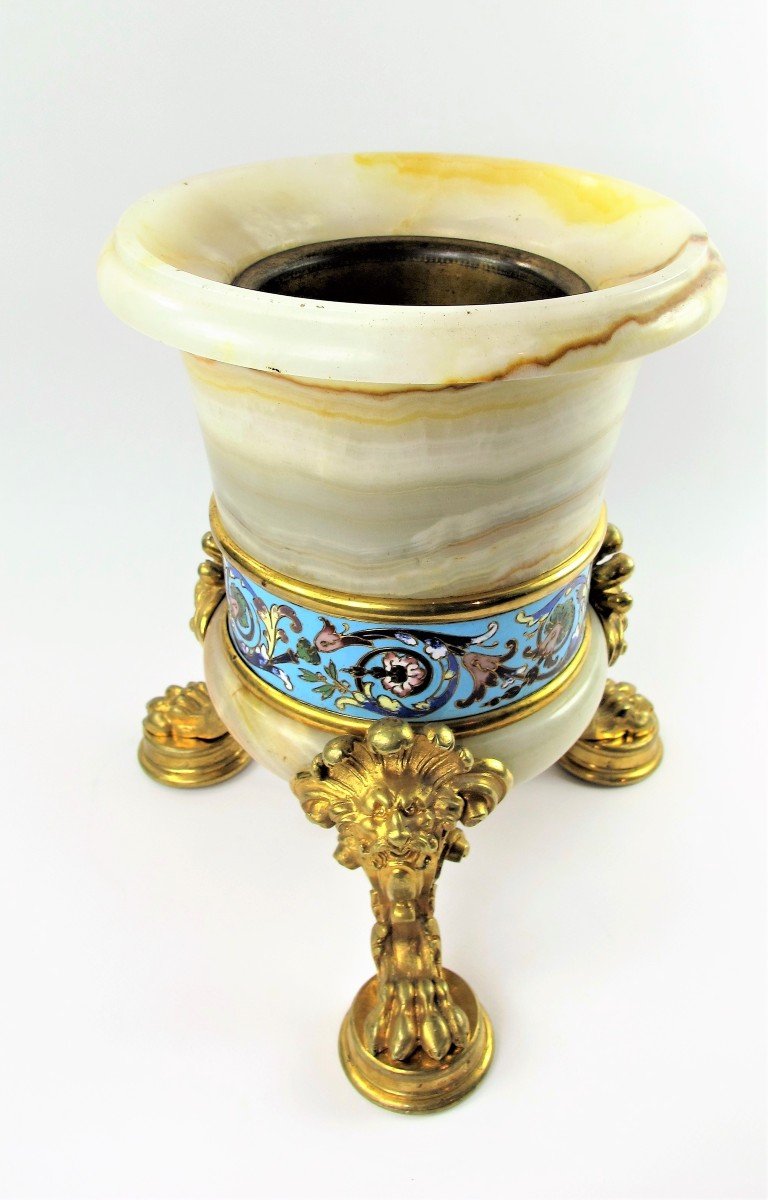 Cup With Champlevé Enamel Decoration, Attributed To Eugène Cornu (1827- 1899)-photo-2