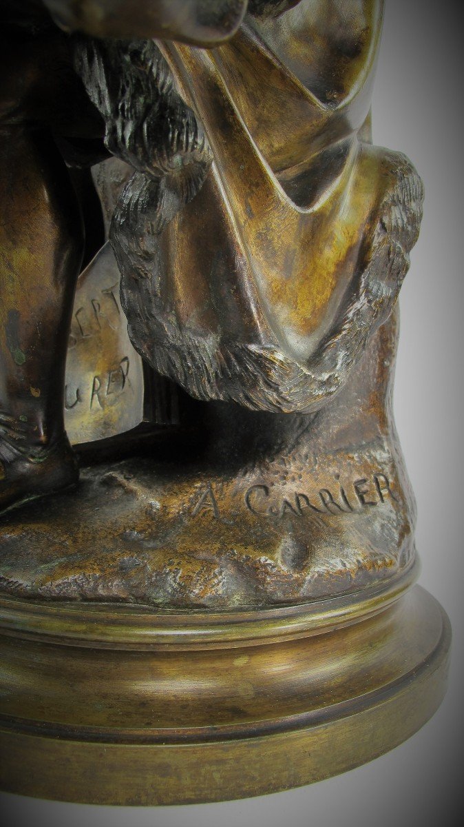 Dürer Et Rembrandt, Paire De Sculptures En Bronze D’albert-ernest Carrier-belleuse (1824-1887)-photo-1