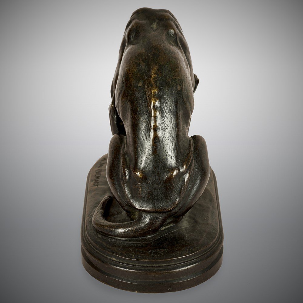 Jacquemart Henri Alfred (1824-1896) »chien Assis Regardant Une Tortue »-photo-1