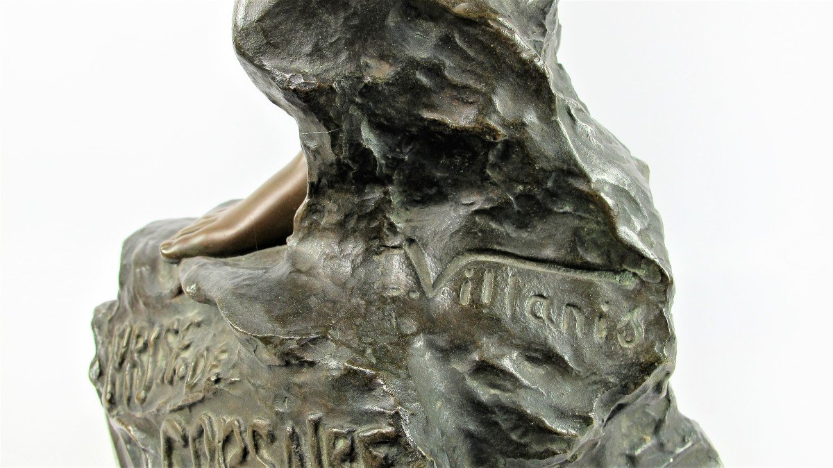 Grande Sculpture En Bronze « Prise De Corsaire » De Emmanuel Villanis (1858-1914)-photo-6