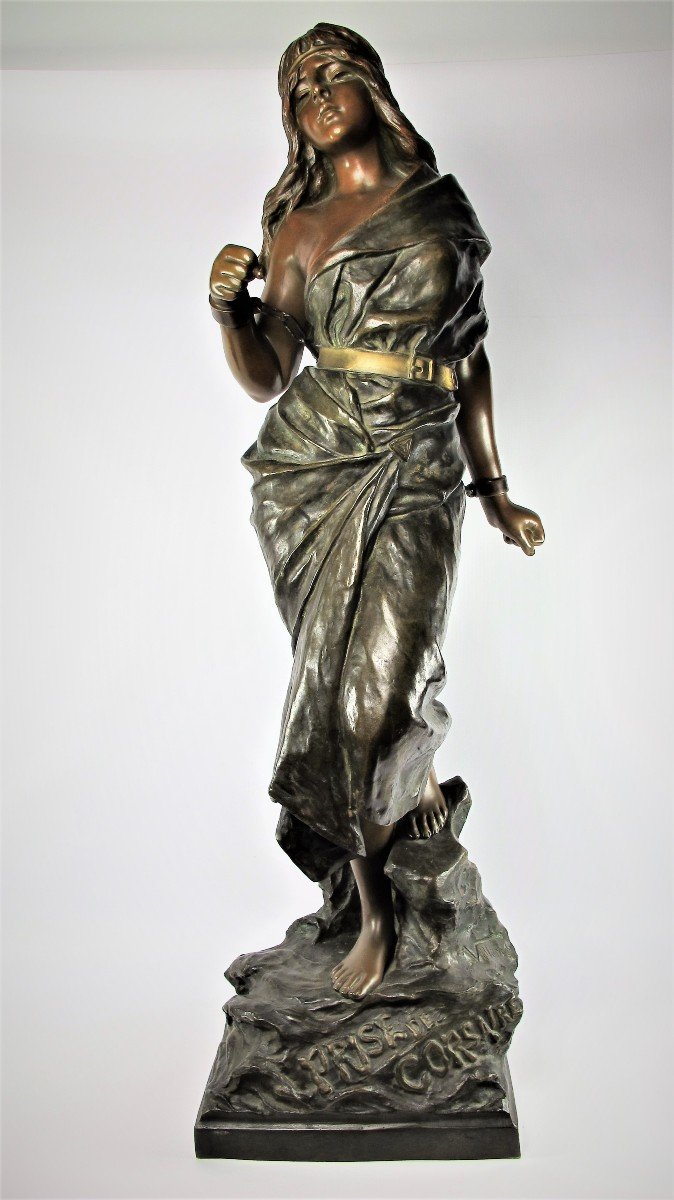 Grande Sculpture En Bronze « Prise De Corsaire » De Emmanuel Villanis (1858-1914)