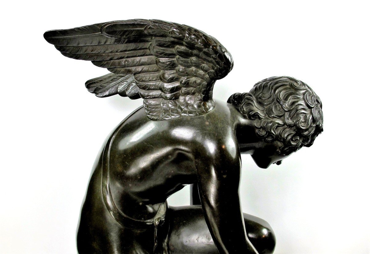 Imposing Sculpture After Antoine-denis Chaudet Paris, (1763 - 1810) Love With A Butterfly-photo-7