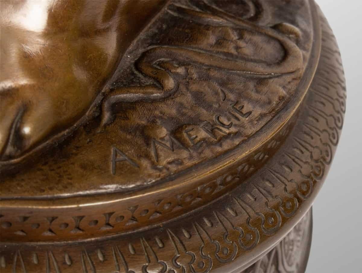 Grand Bronze Représentant « David Vainqueur » De Marius Jean Antonin Mercié (1845-1916)-photo-4