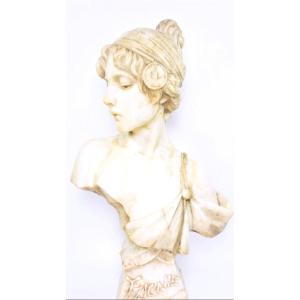 Large Alabaster Sculpture “gypsy” By Emmanuel Villanis (1858-1914), French School