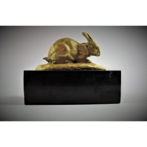 Barye Antoine-louis (1795-1875), Rabbit With Erect Ears