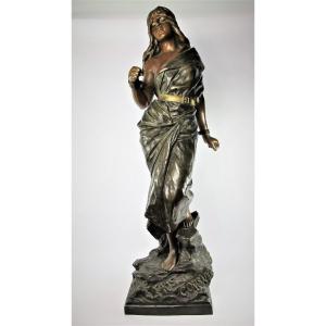 Grande Sculpture En Bronze « Prise De Corsaire » De Emmanuel Villanis (1858-1914)