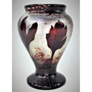 Vase De Daum à Décor De Crocus