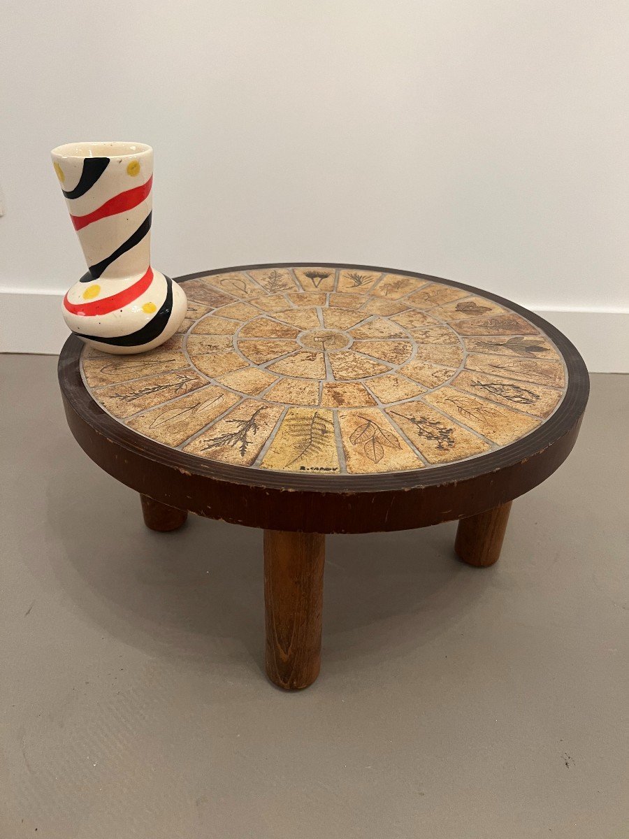 Guéridon , Mini Table Basse De Roger Capron .diam 52 Cm-photo-4