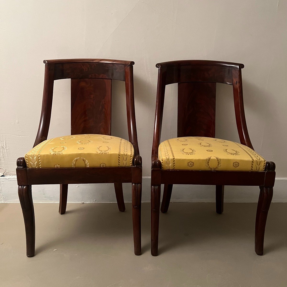 Pair Of Empire Mahogany Chairs.