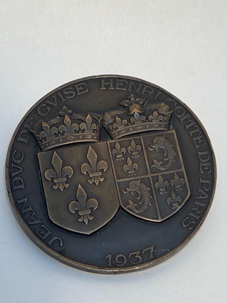 Médaille Jean D’orléans, Duc De Guise [jean III] Et Henri, Comte De Paris [henri Vi], 1938 .-photo-2