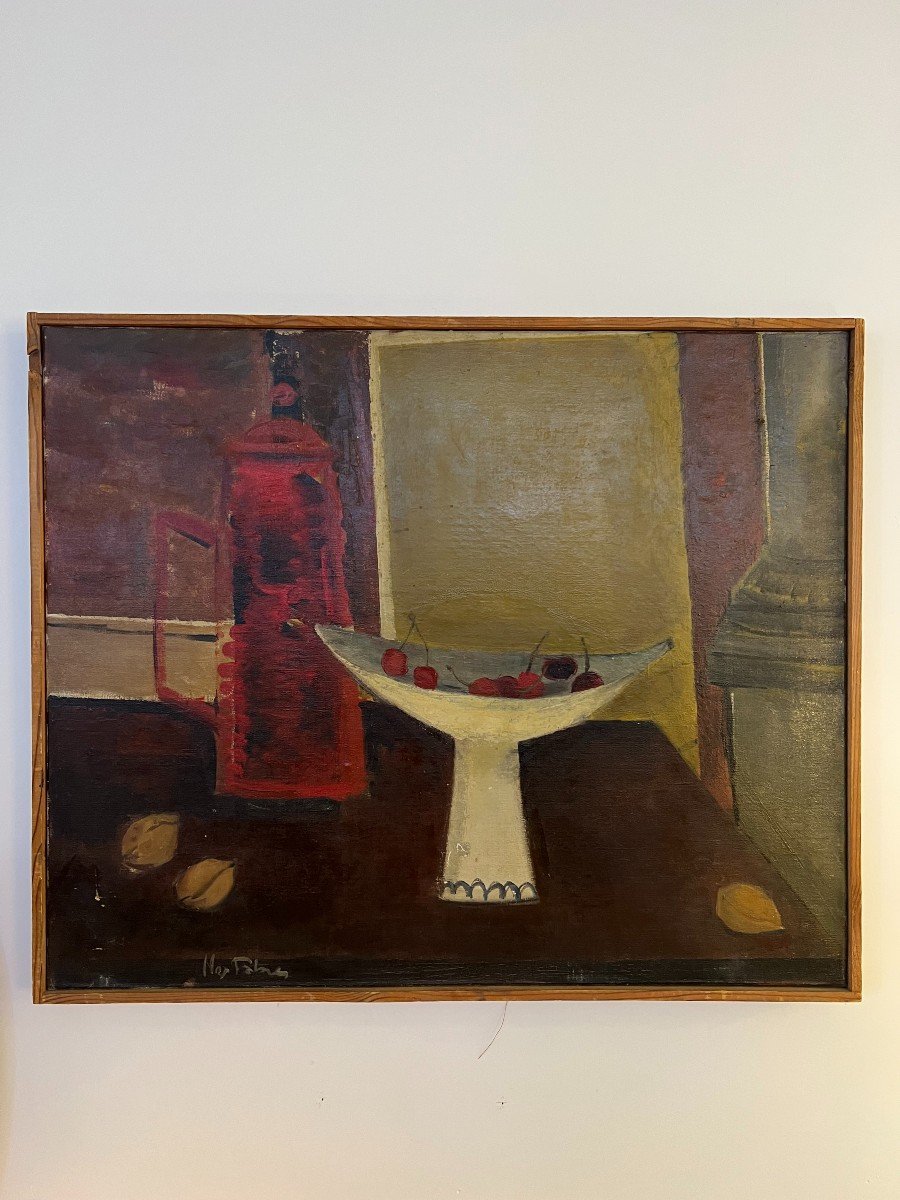 Max Fabre (1928-2021) Painting, Still Life 1955.-photo-2