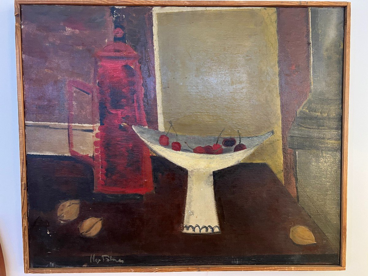 Max Fabre (1928-2021) Painting, Still Life 1955.-photo-3
