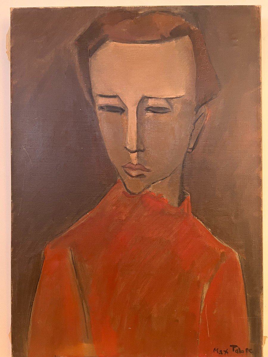 Max Fabre ( 1928-2021 ) Tableau , Portrait 1954 .-photo-3