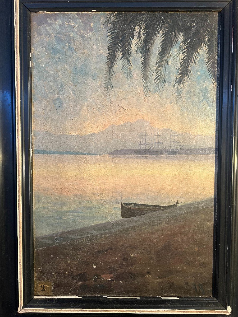 Aimé Rivoire Gulf Of Bandol Painting Oil On Canvas.-photo-3