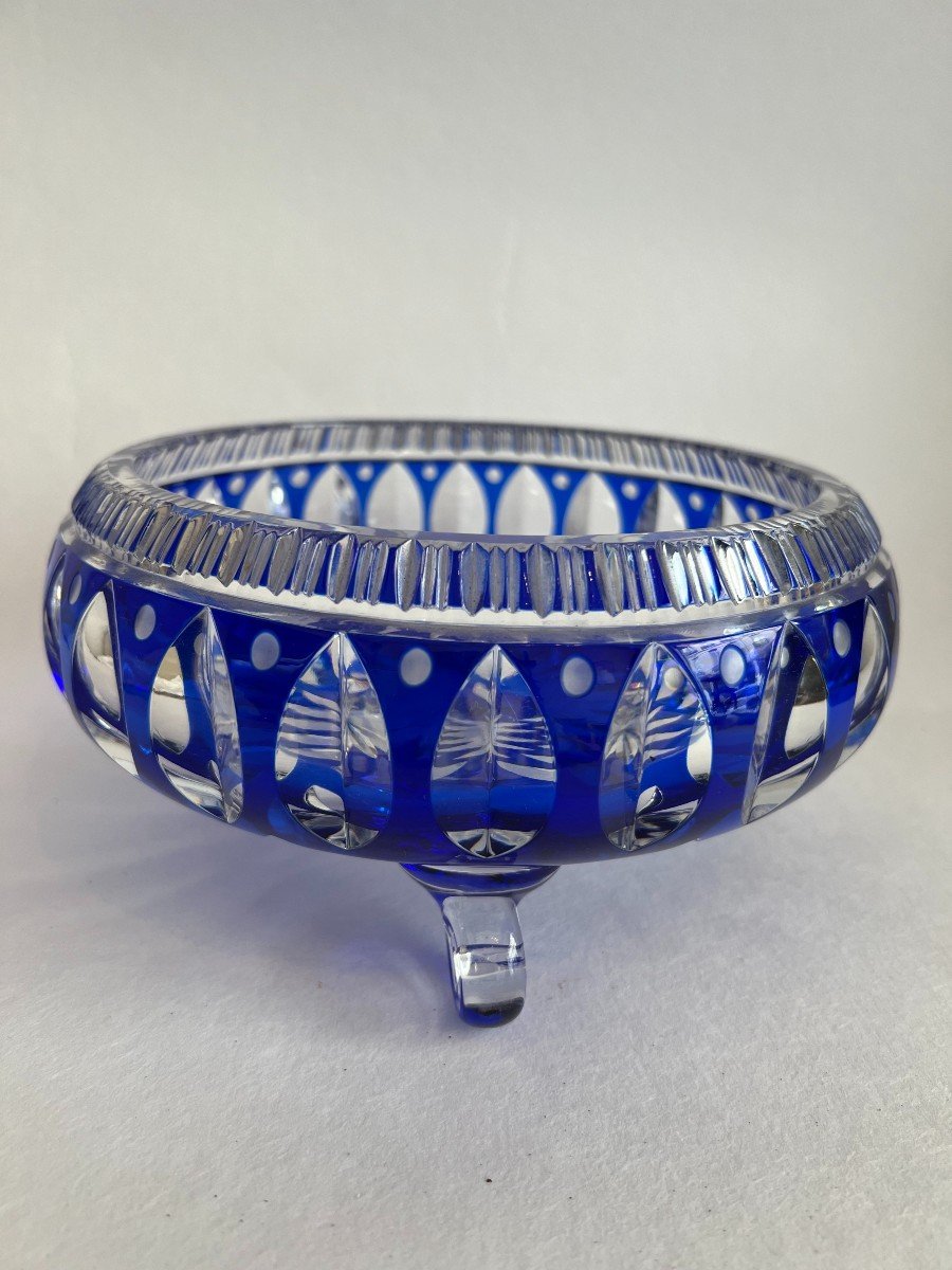 Fruit Bowl In Cobalt Blue Cut Crystal.-photo-3