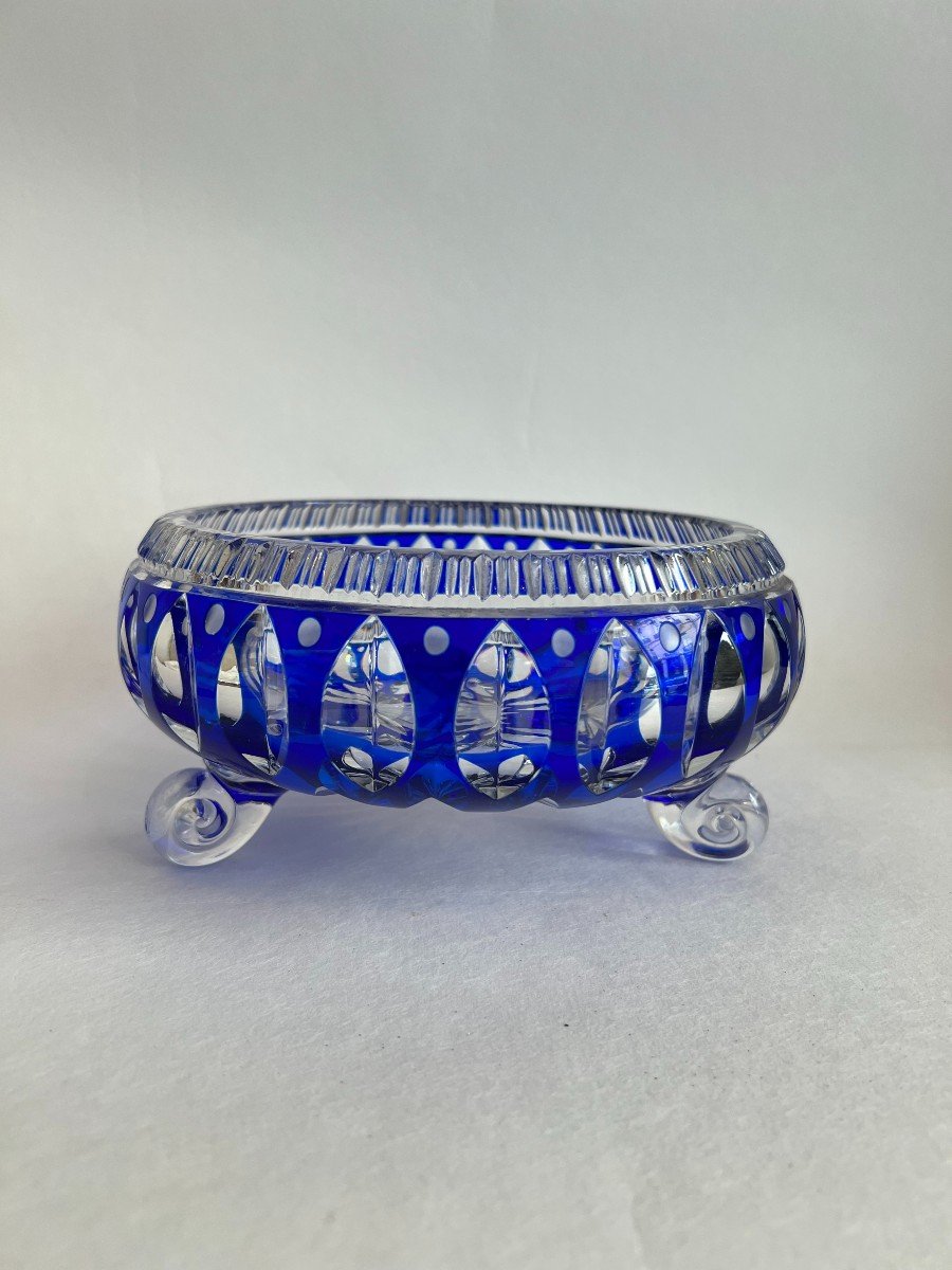 Fruit Bowl In Cobalt Blue Cut Crystal.-photo-4