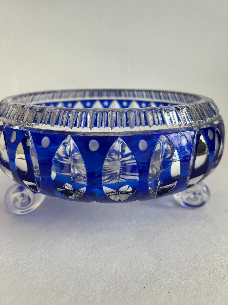 Fruit Bowl In Cobalt Blue Cut Crystal.-photo-1