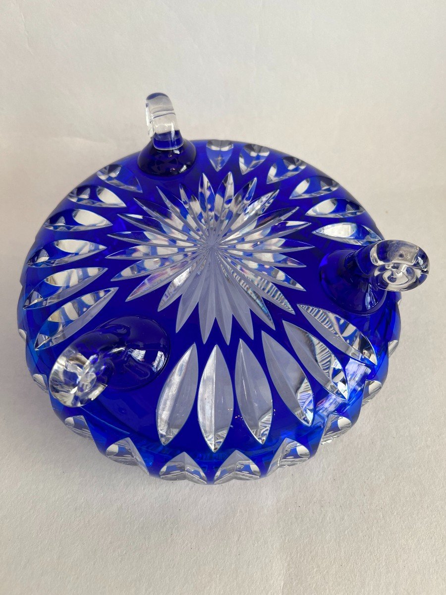 Fruit Bowl In Cobalt Blue Cut Crystal.-photo-3