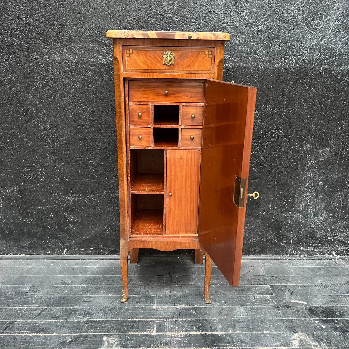 Small Transition Style Marquetry Cabinet.-photo-2