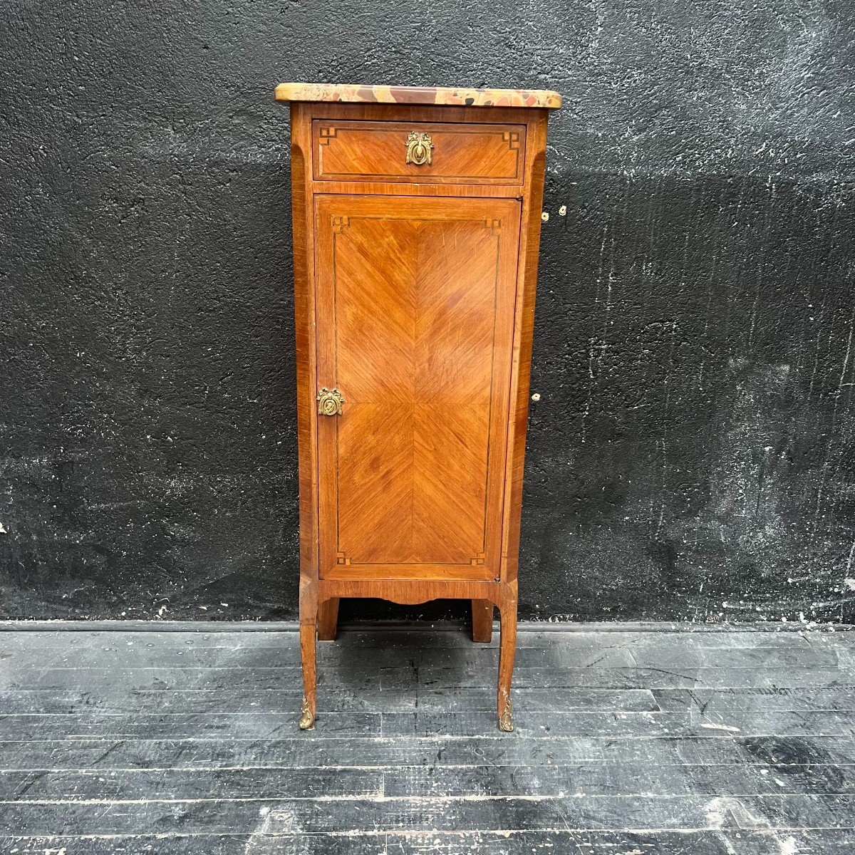 Small Transition Style Marquetry Cabinet.