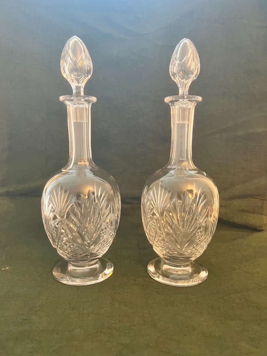 Saint Louis, Pair Of Chantilly Model Crystal Carafes.-photo-2