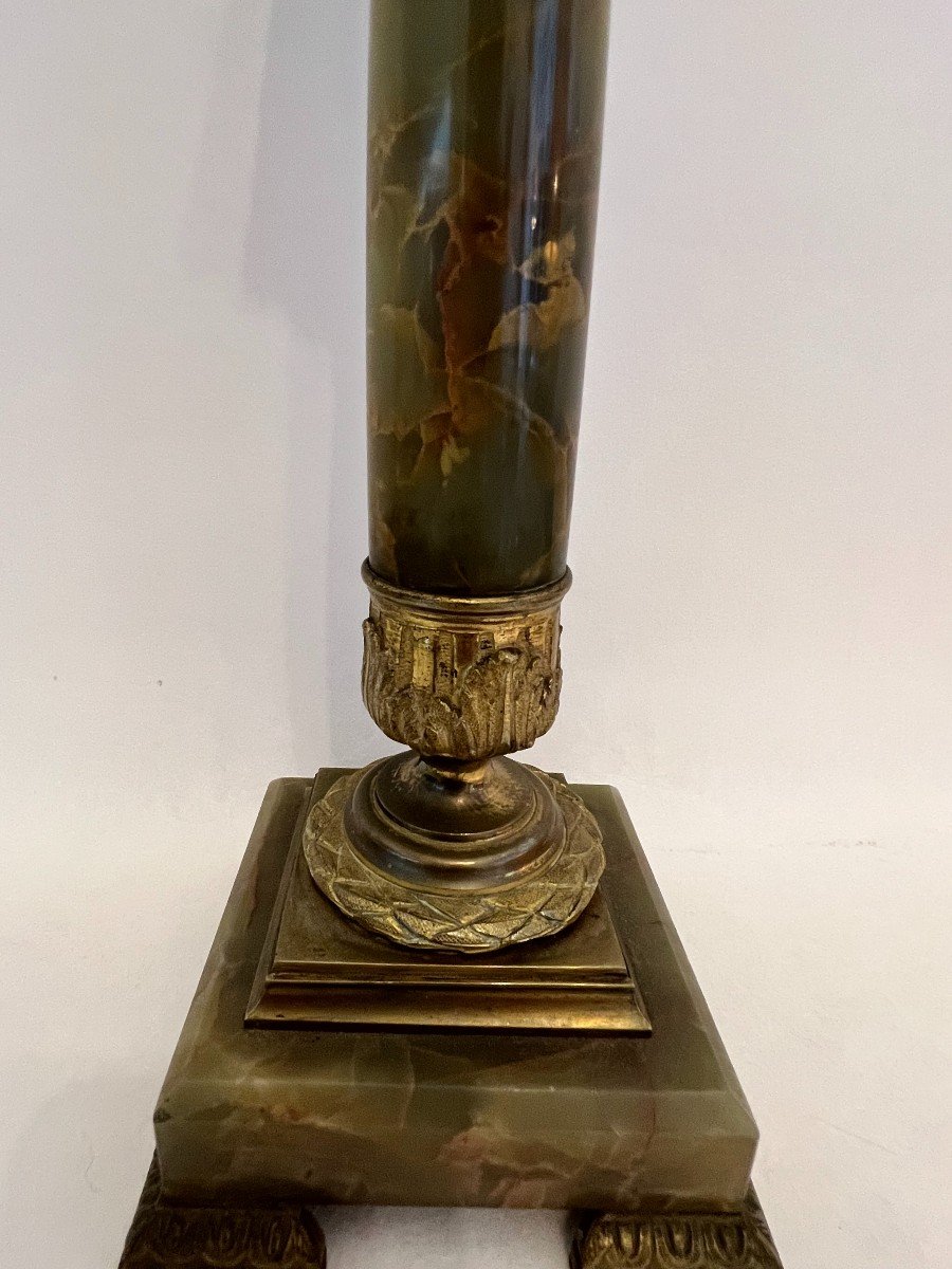 Pied De Lampe En  Onyx Et Bronze .-photo-1