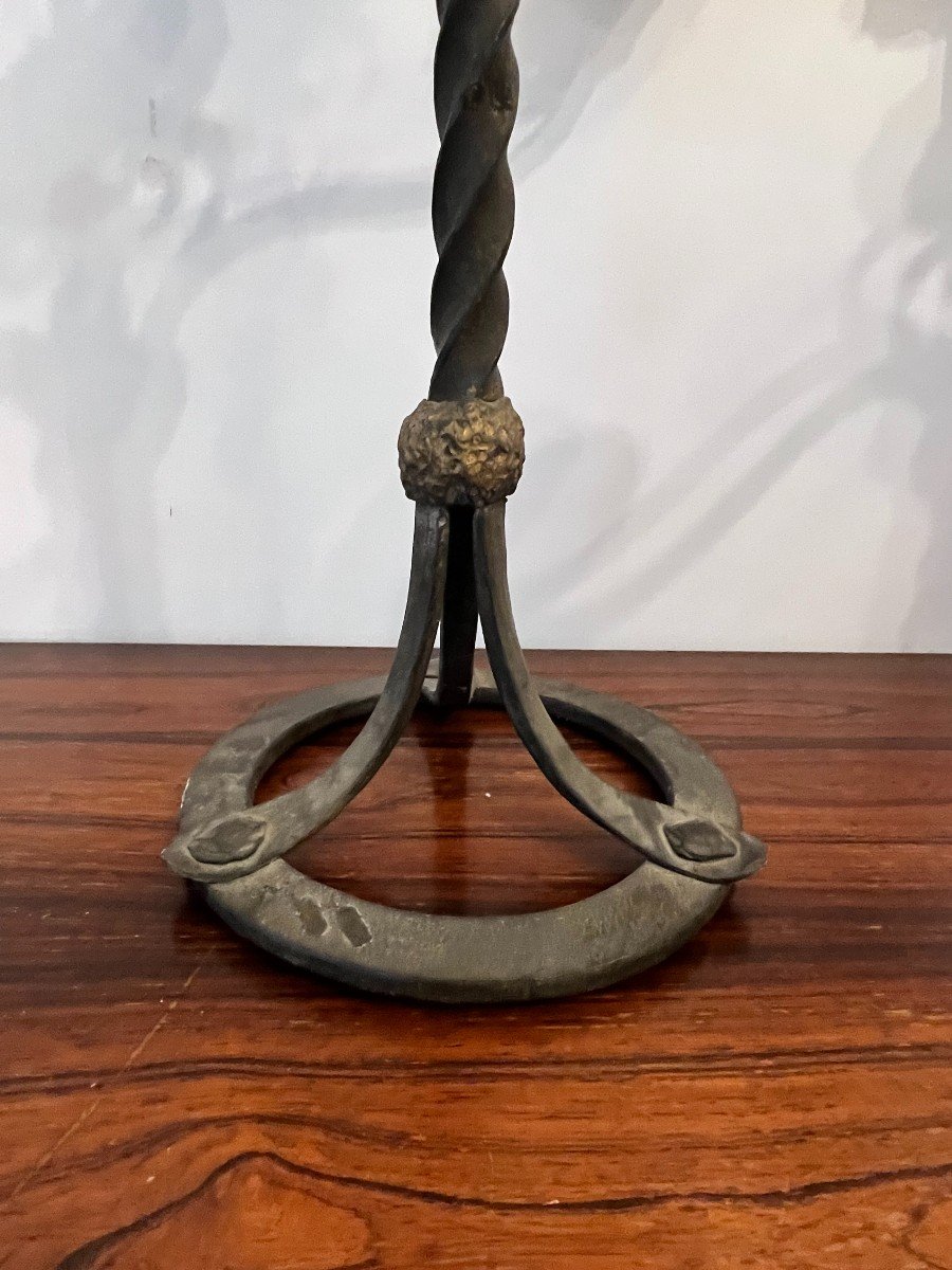 Pair Of Wrought Iron Candelabra, Candlesticks, Table Centerpiece.-photo-3