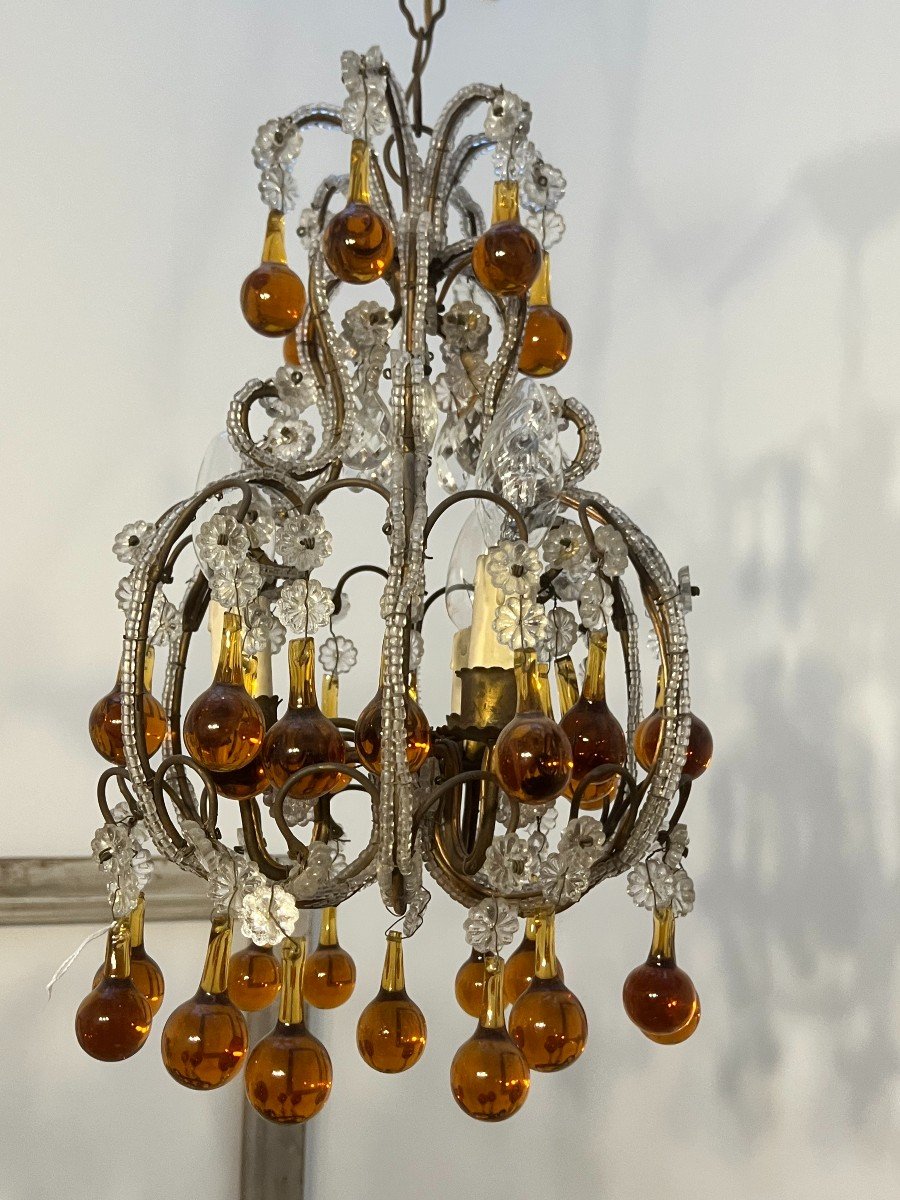 Pair Of Small Cage Chandeliers.-photo-3
