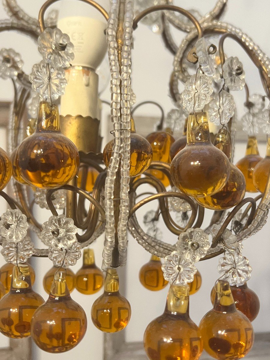 Pair Of Small Cage Chandeliers.-photo-4