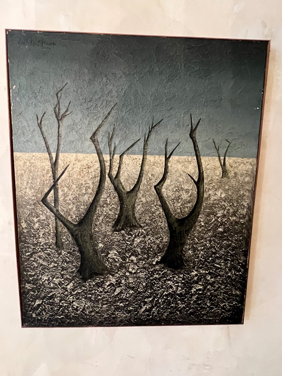 Hubert Aicardi . Tableaux Huile Sur Toile : Les Arbres 1954-photo-1