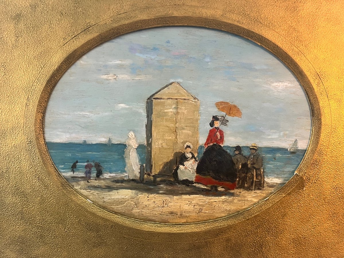Tableau , Cabane De Plage à Trouville Normandie.-photo-3