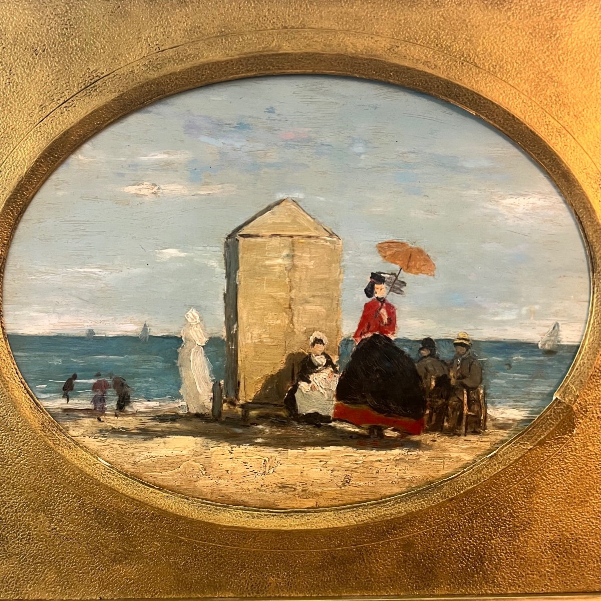 Tableau , Cabane De Plage à Trouville Normandie.