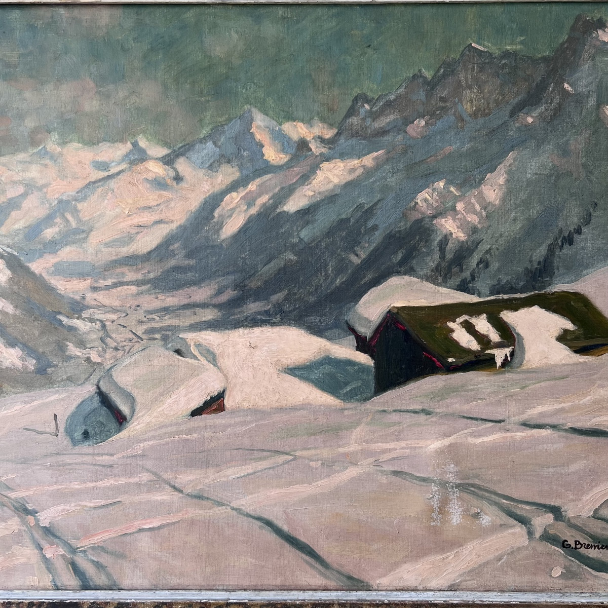 Painting, Oil On Canvas The Chamonix Valley Savoie Alps